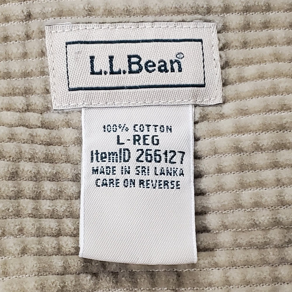 LL Bean Womens Button‎ Up Corduroy Wide Wale Shirt Size L Light Brown Pocket - Picture 3 of 8